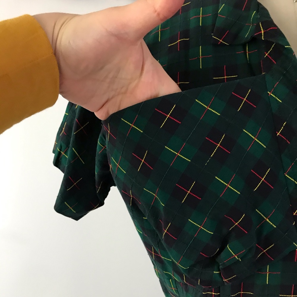 1940s 50s Young Comopolitan Plaid Green Dress XS - Picture 4 of 9